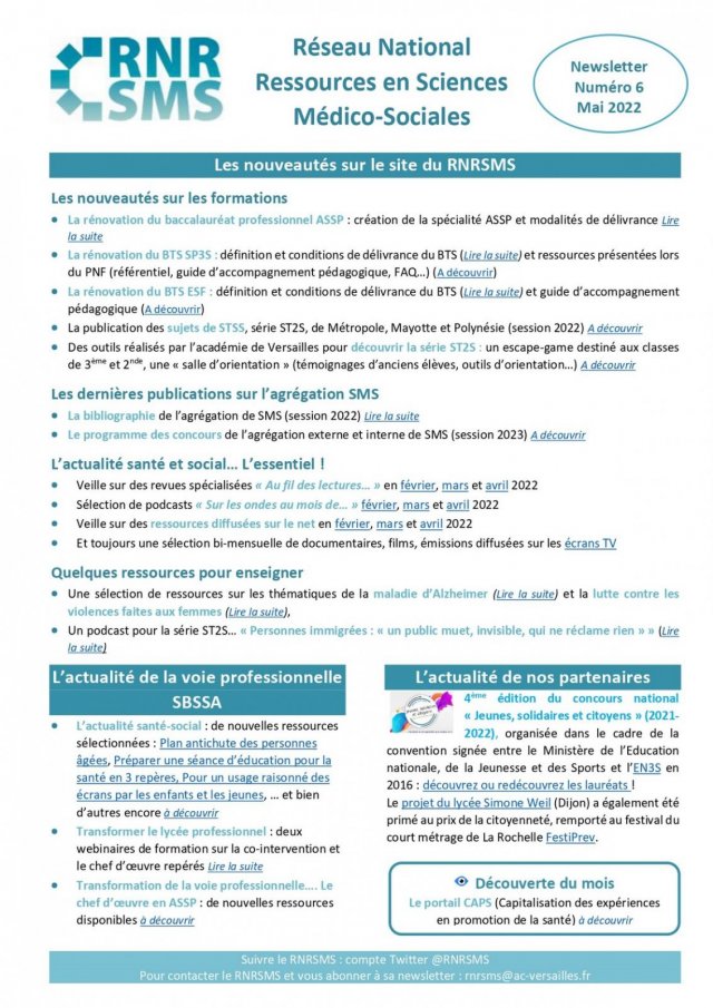 Cliquez sur la Newsletter n°6 pour accéder à sa lecture